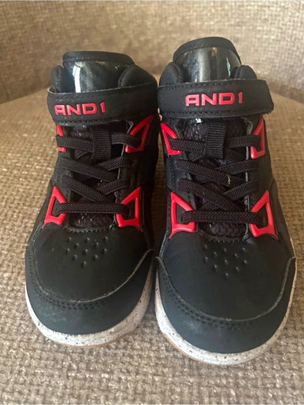 And1 Black and Red Kids' High-Top Sneakers